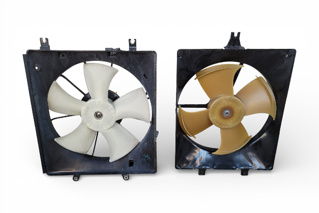 Acura TL 04-08 Radiator Condenser Cooling Fan Motor w/Shroud Set, F006, OEM, 2004, 2005, 2006, 2007, 2008
