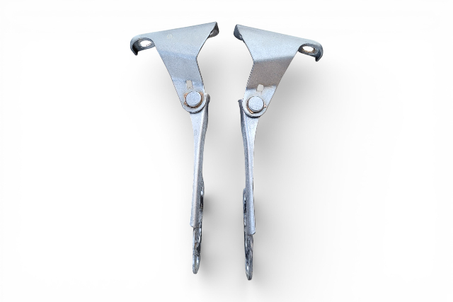 Honda Element 03-11 Hood Hinges Left/Right Grey Set 60120-S5A-000ZZ, F008, OEM, 2003, 2004, 2005, 2006, 2007, 2008, 2009, 2010, 2011