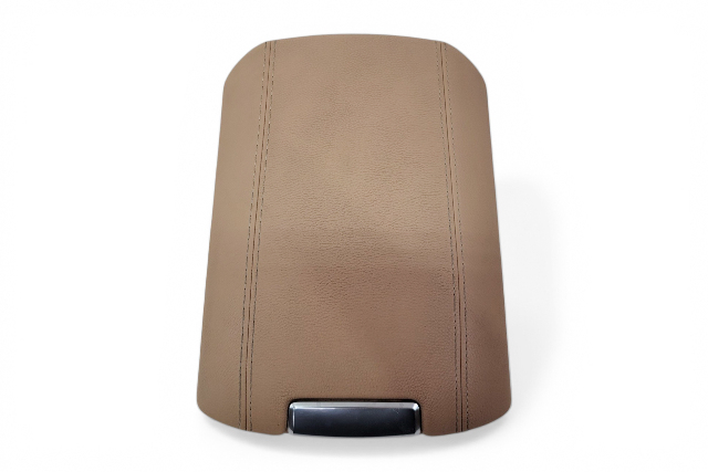 2011-2018 Porsche Cayenne 958 Front Center Console Armrest Leather Beige, 958-553-207-40-32X, F012, OEM, 2011, 2012, 2013, 2014, 2015, 2016, 2017, 2018