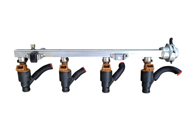 1996-1998 BMW Z3 Air Assist Fuel Gas Injector w/ Rail 13-53-1-743-393, F014, OEM, 1996, 1997, 1998
