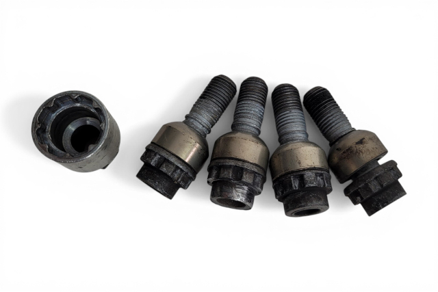 1997-2012 Porsche Boxster 986 Anti Theft Locking Wheel Nuts w/Adapter Set(5), 997-361-057-02, F019, OEM, 1997, 1998, 1999, 2000, 2001, 2002, 2003, 2004, 2005, 2006, 2007, 2008, 2009, 2010, 2011, 2012