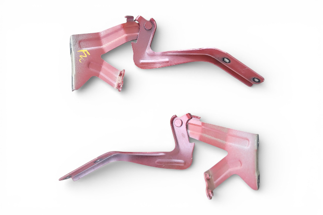 2011-2012 Nissan Leaf Hood Hinge Hinges Left and Right Set (2) Red 65400-3NA0A, F020, OEM, 2011, 2012