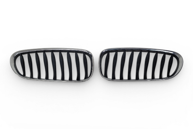 2003-2008 BMW Z4 Front Bumper Grill Grille Right/Left Set, 51-11-7-117-757, 51-11-7-117-758, F027, OEM, 2003, 2004, 2005, 2006, 2007, 2008