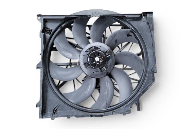2003-2008 BMW Z4 A/C Radiator Cooling Fan Set w/ Shroud, 17-42-7-519-704, F027, OEM, 2003, 2004, 2005, 2006, 2007, 2008