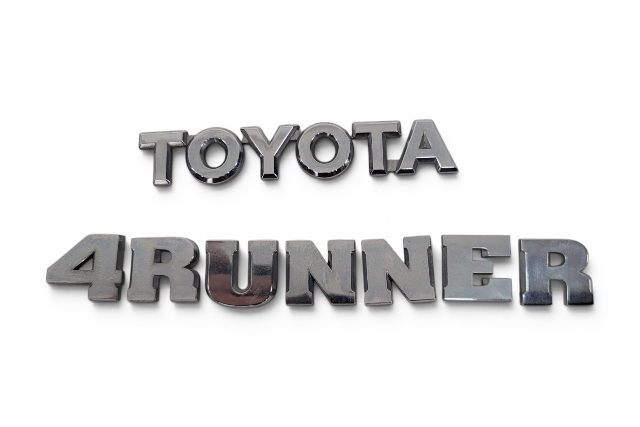 2003-2009 Toyota 4Runner Trunk Lid Liftgate Tailgate Back Door 'TOYOTA' '4RUNNER' Emblem Set, 75445-35050, F029, OEM, 2003, 2004, 2005, 2006, 2007, 2008, 2009