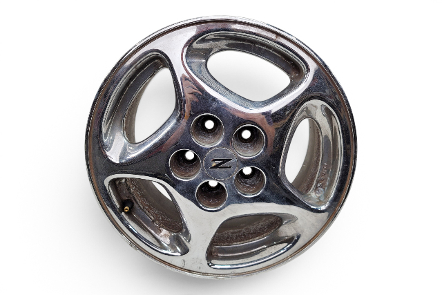 1990-1996 Nissan 300ZX Factory Chrome Wheel Rim 16X7.5 Right/Passenger 5 Spoke, 40300-40P92, #4, F034, OEM, 1990, 1991, 1992, 1993, 1994, 1995, 1996