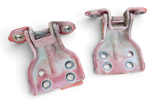 1990-1996 Nissan 300ZX Door Hinge Upper/Lower Set Left/Driver Red 80401-44P00, F034, OEM, 1990, 1991, 1992, 1993, 1994, 1995, 1996
