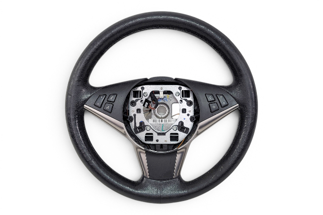 2006-2010 BMW 650i 3-Spoke Leather Steering Wheel Black, 32-34-6-774-458, F039, OEM, 2006, 2007, 2008, 2009, 2010