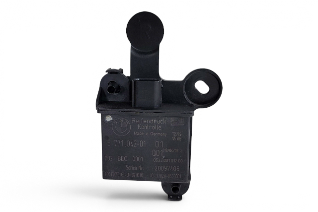 2006-2010 BMW 650i Front Left TPMS Sensor Transmitter w/ Bracket, 36-23-6-771-042, F039, OEM, 2006, 2007, 2008, 2009, 2010