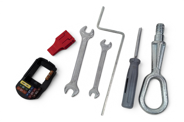 2006-2010 BMW 650i E63 E64 Trunk Tool Kit Tow Hook Wrenches Screwdriver, 72-15-7-070-643, F039, OEM, 2006, 2007, 2008, 2009, 2010