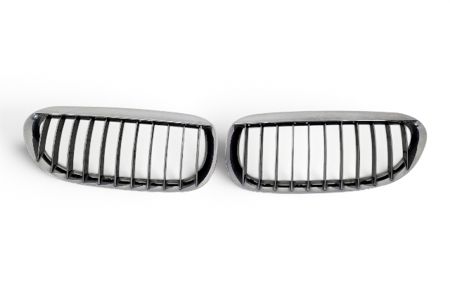 2006-2010 BMW 650i E63 E64 Chrome Kidney Grille Right/Left Set, 51-13-7-077-932, 51-13-7-077-931, F039, OEM, 2006, 2007, 2008, 2009, 2010