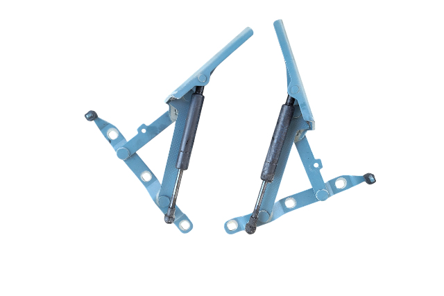 1996-2002 BMW Z3 Trunk Hinge w/Support Set Left/Right Set Blue, 41-62-8-413-371, 41-62-8-413-372 F040, OEM, 1996, 1997, 1998, 1999, 2000, 2001, 2002
