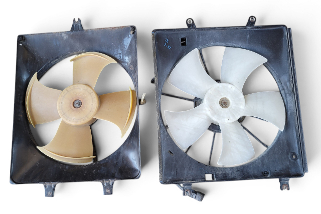 2004-2008 Acura TL Radiator Condenser Cooling Fan Motor w/Shroud Set, F043, OEM, 2004, 2005, 2006, 2007, 2008
