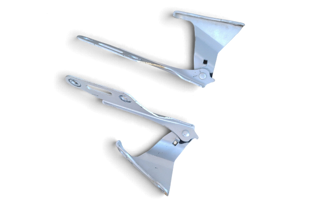 2003-2011 Honda Element Hood Hinges Left/Right Grey Set 60120-S5A-000ZZ, F048, OEM, 2003, 2004, 2005, 2006, 2007, 2008, 2009, 2010, 2011