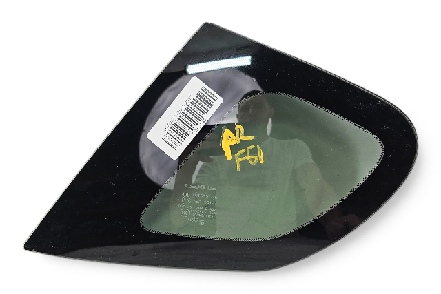 2011-2017 Lexus CT200h Rear Glass Quarter Right/Passenger 62710-76010, F051, OEM, 2011, 2012, 2013, 2014, 2015, 2016, 2017
