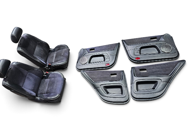 2002-2004 Lexus IS300 Black Leather Suede Complete Seat Door Panel Interior Set, F054, OEM, 2002, 2003, 2004