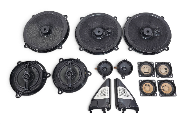 2014-2024 Infiniti Q50 Bose Audio Speaker Set Front Rear Door Dash Speakers Subwoofer Tweeters W/ Grilles, F057, OEM, 2014, 2015, 2016, 2017, 2018, 2019, 2020, 2021, 2022, 2023, 2024