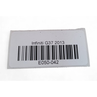 Infiniti G37 10-13 Coupe Rear Left Tail Light Lamp 26555-JJ61A, E050, OEM, 2010, 2011, 2012, 2013