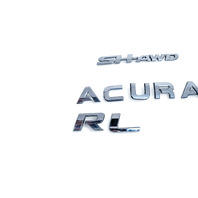 Acura RL 05-14 Rear Trunk Lift-gate Deck Lid Emblem "Acura", "RL", "SH-AWD" 75711-SJA-A01, E052, OEM, 2005, 2006, 2007, 2008, 2009, 2010, 2011, 2012, 2013, 2014
