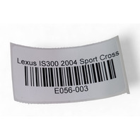 Lexus IS300 Wagon 01-05 Instrumental Panel Speedometer Cluster 188K Miles 83821-53010, E056, OEM, 2001, 2002, 2003, 2004, 2005