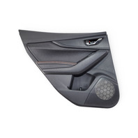 Subaru Crosstrek 18-23 Rear Door Panel Trim Left/Driver Black/Orange Stitching, 94226FL170SJ, E072, OEM, 2018, 2019, 2020, 2021, 2022, 2023