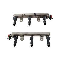 Acura MDX 10-13 Front/Rear Fuel Injector w/Fuel Pipe 3.7L Set 16610-RN0-A01, F003, OEM, 2010, 2011, 2012, 2013