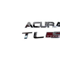 Acura TL 04-08 Trunk Deck Lid Emblem "ACURA", "TL", "TYPE-S" 75701-SEP-A00, F006, OEM, 2004, 2005, 2006, 2007, 2008
