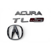 Acura TL 04-08 Trunk Deck Lid Emblem "ACURA", "TL", "TYPE-S" 75701-SEP-A00, F006, OEM, 2004, 2005, 2006, 2007, 2008