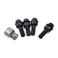 2011-2022 Porsche Cayenne 958 Wheel Rim Lug Nut Bolt Set of 4 w/ Adapter Black, 971-698-030-B, F012, OEM, 2011, 2012, 2013, 2014, 2015, 2016, 2017, 2018, 2019, 2020, 2021, 2022