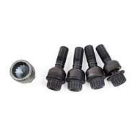 2011-2022 Porsche Cayenne 958 Wheel Rim Lug Nut Bolt Set of 4 w/ Adapter Black, 971-698-030-B, F012, OEM, 2011, 2012, 2013, 2014, 2015, 2016, 2017, 2018, 2019, 2020, 2021, 2022