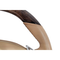 2011-2016 Porsche Cayenne 958 Beige Genuine Wood Steering Wheel, 970-347-803-87-9J9, F012, OEM, 2011, 2012, 2013, 2014, 2015, 2016