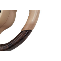 2011-2016 Porsche Cayenne 958 Beige Genuine Wood Steering Wheel, 970-347-803-87-9J9, F012, OEM, 2011, 2012, 2013, 2014, 2015, 2016