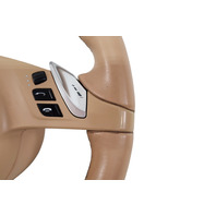 2011-2016 Porsche Cayenne 958 Beige Genuine Wood Steering Wheel, 970-347-803-87-9J9, F012, OEM, 2011, 2012, 2013, 2014, 2015, 2016