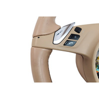 2011-2016 Porsche Cayenne 958 Beige Genuine Wood Steering Wheel, 970-347-803-87-9J9, F012, OEM, 2011, 2012, 2013, 2014, 2015, 2016