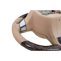 2011-2016 Porsche Cayenne 958 Beige Genuine Wood Steering Wheel, 970-347-803-87-9J9, F012, OEM, 2011, 2012, 2013, 2014, 2015, 2016