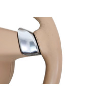 2011-2016 Porsche Cayenne 958 Beige Genuine Wood Steering Wheel, 970-347-803-87-9J9, F012, OEM, 2011, 2012, 2013, 2014, 2015, 2016