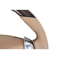 2011-2016 Porsche Cayenne 958 Beige Genuine Wood Steering Wheel, 970-347-803-87-9J9, F012, OEM, 2011, 2012, 2013, 2014, 2015, 2016