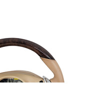 2011-2016 Porsche Cayenne 958 Beige Genuine Wood Steering Wheel, 970-347-803-87-9J9, F012, OEM, 2011, 2012, 2013, 2014, 2015, 2016