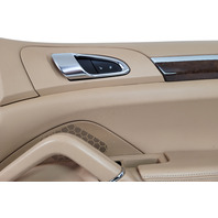 2011-2018 Porsche Cayenne 958 Front Right Door Panel Luxor Beige Leatherette, 958-555-202-00-DM5, F012, OEM, 2011, 2012, 2013, 2014, 2015, 2016, 2017, 2018