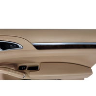 2011-2018 Porsche Cayenne 958 Front Right Door Panel Luxor Beige Leatherette, 958-555-202-00-DM5, F012, OEM, 2011, 2012, 2013, 2014, 2015, 2016, 2017, 2018
