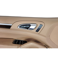 2011-2018 Porsche Cayenne 958 Front Left Door Panel Luxor Beige Leatherette, 958-555-201-00-DM5, F012, OEM, 2011, 2012, 2013, 2014, 2015, 2016, 2017, 2018