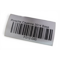 2011-2018 Porsche Cayenne 958 Ignition Switch Immobilizer w/Key, 7PP-905-865-H, F012, OEM, 2010, 2011, 2012, 2013, 2014, 2015, 2016, 2017, 2018