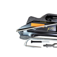 2011-2018 Porsche Cayenne 958 Emergency Spare Tire Jack Tool Kit Set W/ Insert Box, 958-721-211-01, F012, OEM, 2011, 2012, 2013, 2014, 2015, 2016, 2017, 2018