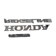 2006-2014 Honda Ridgeline Emblem Logo "RIDGELINE" "4WD" "HONDA" Rear Trunk, 75722-SJC-A01, F017, OEM, 2006, 2007, 2008, 2009, 2010, 2011, 2012, 2013, 2014