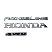 2006-2014 Honda Ridgeline Emblem Logo "RIDGELINE" "4WD" "HONDA" Rear Trunk, 75722-SJC-A01, F017, OEM, 2006, 2007, 2008, 2009, 2010, 2011, 2012, 2013, 2014