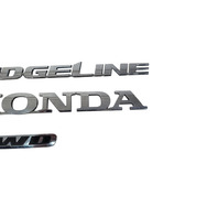 2006-2014 Honda Ridgeline Emblem Logo "RIDGELINE" "4WD" "HONDA" Rear Trunk, 75722-SJC-A01, F017, OEM, 2006, 2007, 2008, 2009, 2010, 2011, 2012, 2013, 2014