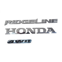 2006-2014 Honda Ridgeline Emblem Logo "RIDGELINE" "4WD" "HONDA" Rear Trunk, 75722-SJC-A01, F017, OEM, 2006, 2007, 2008, 2009, 2010, 2011, 2012, 2013, 2014