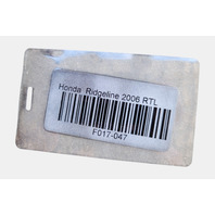 2006-2014 Honda Ridgeline Battery Tie Down Plate Setting, 31512-S3V-000, F017, OEM, 2006, 2007, 2008, 2009, 2010, 2011, 2012, 2013, 2014