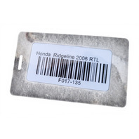 2006-2008 Honda Ridgeline Radiator Cooling, 19010-RJE-A52, F017, OEM, 2006, 2007, 2008