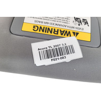 2007-2008 Acura TL Sun Visor Sunvisor Left/Right Set Gray Grey  83230-SEP-A02ZE, F021, OEM, 2007, 2008